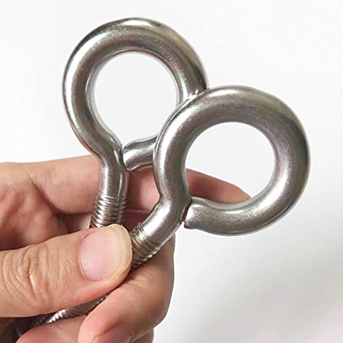 Image of Stainless Steel Eye Bolt, 2pack M10 Heavy Duty Eye Bolts 3 /8 inch X 4 inchwith Nuts and Washer Thread Lifting Ring Eyebolt, Long