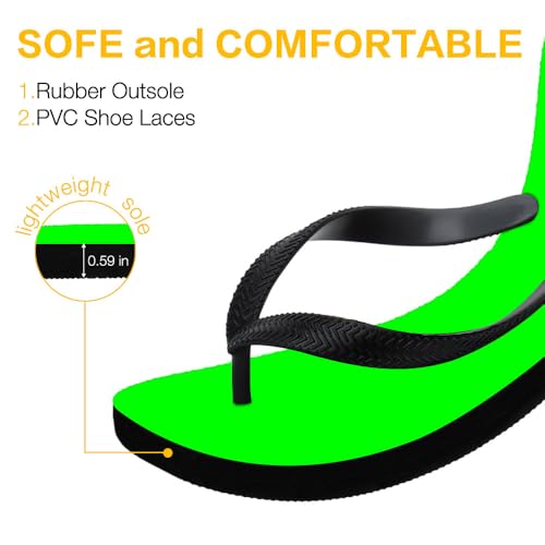 Unisex Flip Flops Neon Green Beach Rubber Shower Shoes Anti-Slip Lightweight Basic Thong Sandals Summer Comfortable Vocation Slippers Two-Tone Footwear Pool Slides3