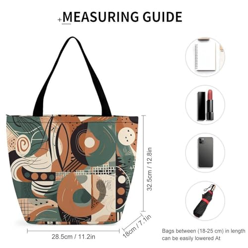 Abstract Geometric Pattern Tote Bag for Women,Shoulder Bag with Inner Pocket,Large Capacity Cloth Bags for Work ShoppingTravel Beach Gym2