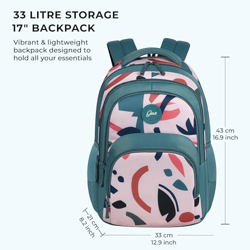 Image of Gear Diva 17 inch /33L Large Water Resistant School Bag /Casual 4 Compartment Backpack /Daypack /Travel 4 Compartment Backpack /Kids Bag for Girls - Green