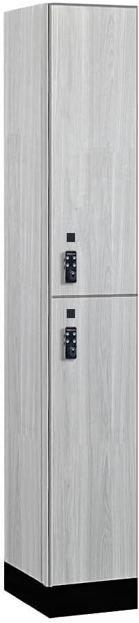 Salsbury Industries 42168ST-R 12 in. Wide Premier Wood Locker - Double Tier - 1 Wide - 6 ft. High - 18 in. Deep - Silver Teak - Resettable Combination Locks