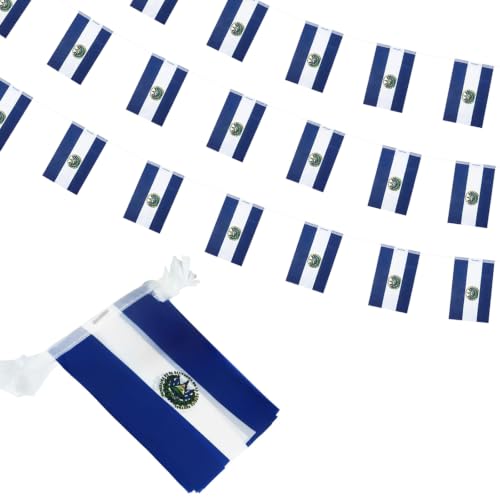 pretty_jessie El Salvador Mini String Flags 30Pcs, Salvadoran Flag Banner