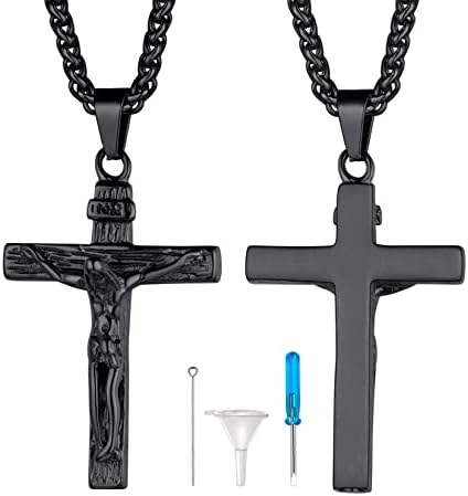 U7 Memorial Ashes Necklace for Men Women, Various Cremation urns Stainless Steel Keepsake Jewellery, Waterproof, Custom Available Chain Length Adjustable