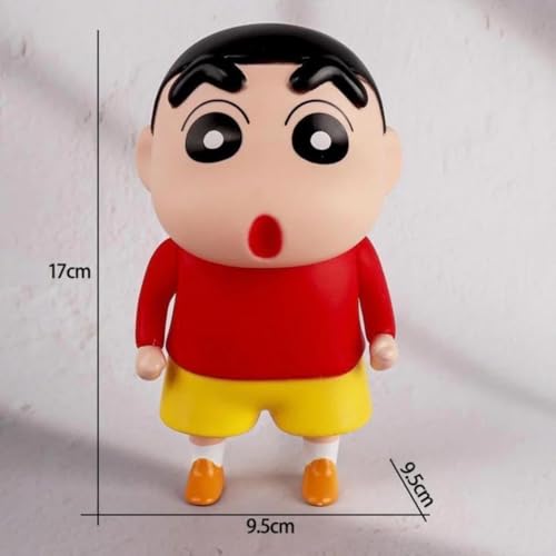 Image of Cartoon Action Figure - 17cm Collectible Collectibles with Exaggerated Expression | Red Shirt & Yellow Shorts | Fun Desk Decor & Gift (Shinchan B)