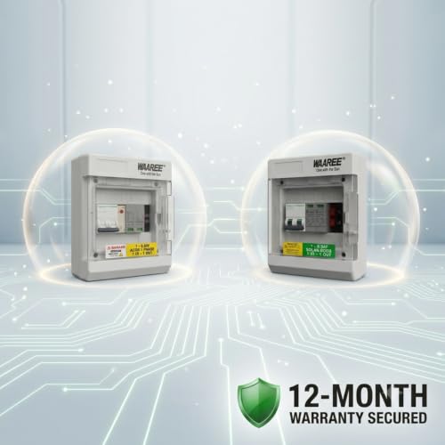 Image of WAAREE 1-6 kW ACDB & DCDB (1 In - 1 Out) Single Phase || Combo || 12 Month Performance Warranty || IP65 Polycarbonate ABS Enclosure MCB & Surge Protection Device