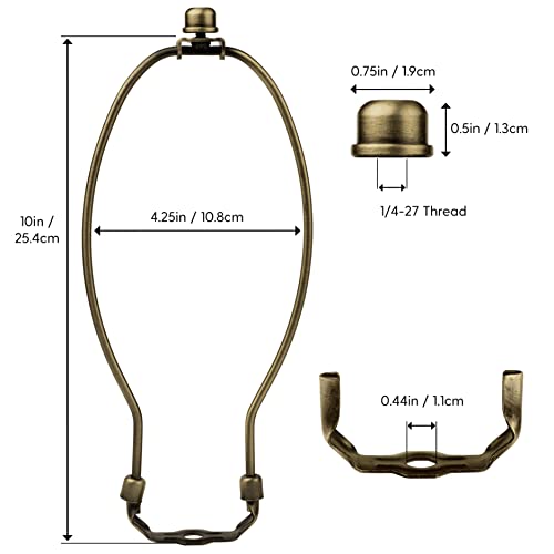 I Like That Lamp Complete Lamp Harp Set (1 Pack) - Antique Brass 10\" Harp (Suitable for a 11\" to 12\" Lampshade) - Includes Harp, Saddle Holder Base & Finial - Harp Converter For Table and Floor Lamps - Thumbnail 5