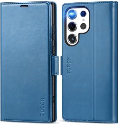 TUCCH Case for Galaxy S24 Ultra 2024 5G, Magnetic PU Leather Wallet Case with[Shockproof TPU][RFID Blocking] Card Holder Viewing Stand, Protective Folio Cover Compatible with Galaxy S24 Ultra, Black