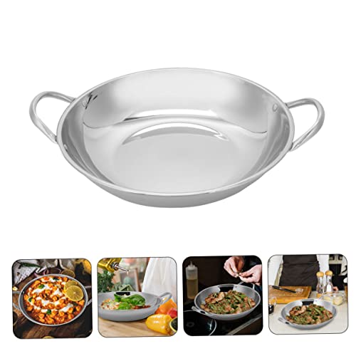 Wok pequeño de acero inoxidable con doble asa miniatura 7