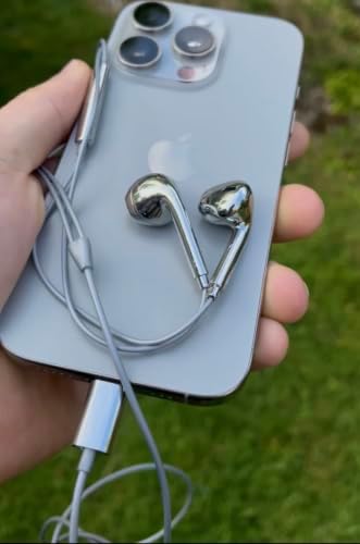 Chrome Silver Wired Earbuds Nostalgic Premium Audio Fashion in-Ear 3.5mm Jack USB-C MP3 2000s Lightweight Stereo Earphones for Music, Calls (USB Type C)