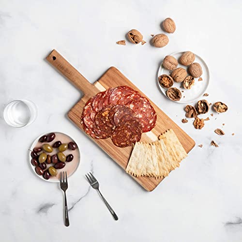 Villa Acacia Wooden Cutting Board - 17 x 7 Inch Wood Board Serving Tray for Bread and Cheese with Handle - Decorative Charcuterie Boards for New Home, Wedding Gift - Thumbnail 4