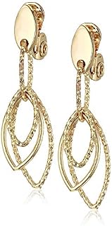 Anne Klein Women's Gold Diamond Textured Linear EZ Comfort Clip Earrings, Size 0