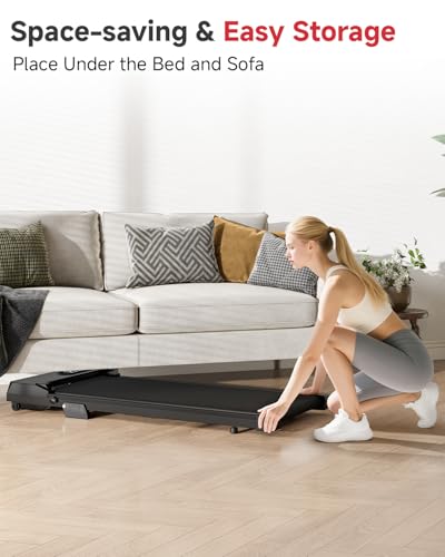 Dskeuzeew Walking Pad Treadmill with 7% Incline, 8KM/H Under Desk Portable Running Machine for Home Office, Compact Mini for Small Spaces, Installation-Free, Remote Control, LED Display - Image 6
