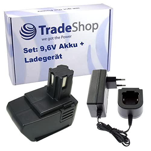 Trade-Shop 2in1 Set: NI-MH Akku 9,6V / 2000mAh + Ladegerät inkl. Netzteil für Hilti SF-100 SF-100A SB-10 BD-2000 ersetzt SPB105 00315078 00334584