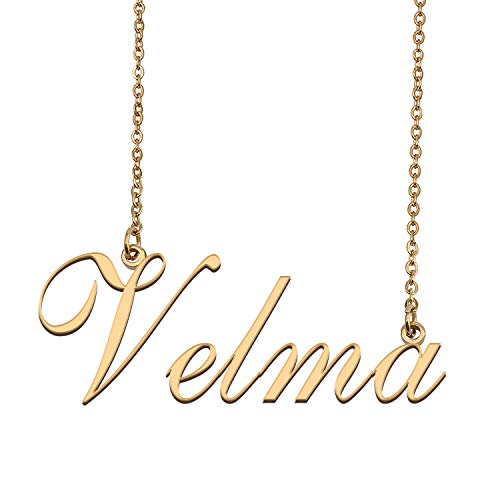 HUAN XUN Custom Personalized Name Necklace in Golden Silver for Women Velma
