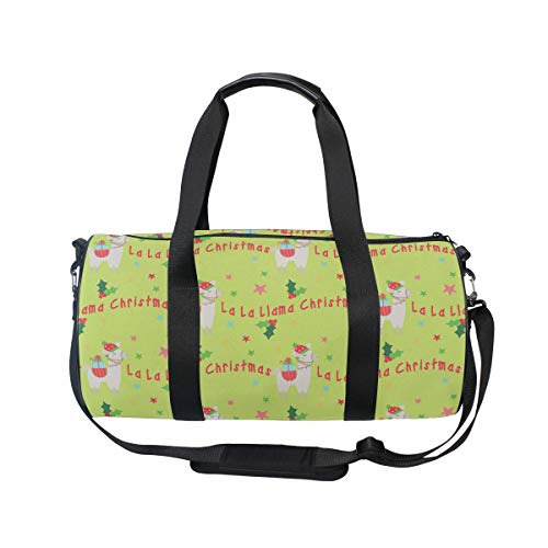 Huakz Christmas Llama Travel Duffle Bag Cute Animal Single Shoulder Bag Light Green For Gym Sports And Overnight #TOP10