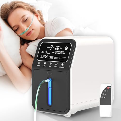 Sauerstoffkonzentrator Tragbarer, Sauerstoffgerät für Zuhause mit Sauerstoff und Vernebelung, Remote Sauerstoffgerät, Konzentration 1-9L/min 30%-90% Reinheit, für Zuhause Reisen, Seniorenfreundlich