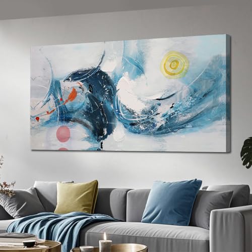 Ardemy Abstract Wall Art Canvas Modern Textured Teal Paintings Wall Art for Living Room Pictures Bedroom Wall Decor Artwork Home Office Kitchen Bathroom, 40"x20" 40"L x 20"W Turquoise abstra