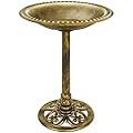 Best Choice Products 28in Pedestal Bird Bath, Vintage Outdoor Resin Accent Decoration w/Fleur-de-Lis Accents - Gold