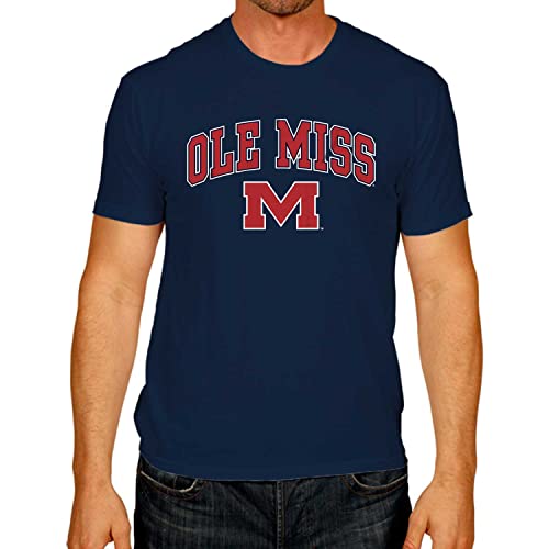 Campus Colors Adult Arch & Logo Soft Style Gameday T-Shirt (Ole Miss Rebels - Blue, Small)
