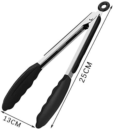 Starchef Kitchen Food Tongs - Utensil for Cooking, Serving, Barbecue, Salad, Buffet(9"/Black)