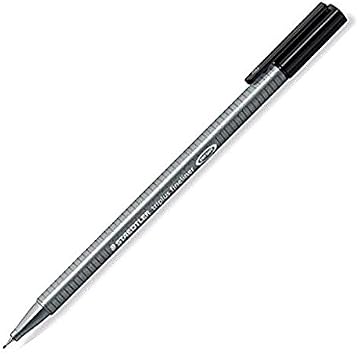 Staedtler Triplus Fineliner Pen Ergonomic Barrel 0.8mm Tip 0.3mm Line Black Ref 334-9 [Pack 10]