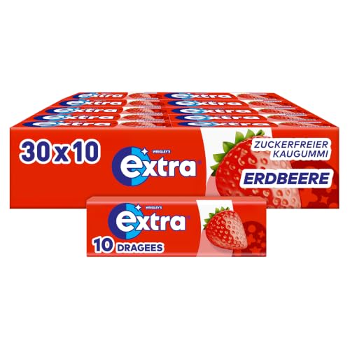 Extra Kaugummi Erdbeer, zuckerfrei, perfekt zum Abschalten, Großpackung 30x10