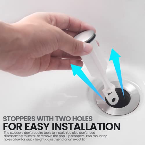 (2-Pack) Bathroom Sink Pop-Up Stoppers - With Brushed Nickel Finish - Fits Most Pop-Up Stoppers Design 1-3/8” Cap Outer Diameter, 4-1/2 Overall Height - With 2 Mounting Holes And Gasket Seal #TOP5
