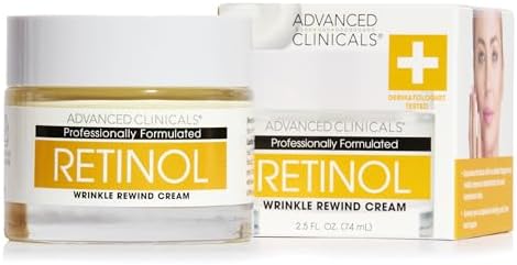 Advanced Clinicals Retinol Cream Face Moisturizer | Encapsulated Retinol Lotion For Face With Ferulic Acid + Vitamin E To Soften Appearance Of Crepey Skin & Look of Fine Lines & Wrinkles, 2.5 Fl Oz