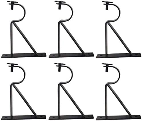 Curtain Rod Brackets - Black (Also known as - Curtain rod Holder/Curtain rod Bracket/Bracket for Drapery rod/Bracket set for Draperies rod/Brackets for curtains rod) (Set of 6)