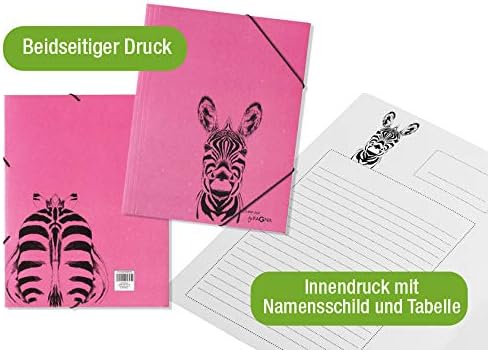 Pagna 21658-34 Elasticated Folder Zebra Cardboard 3 Folders DIN A4, Dunkelrosa - Image 3