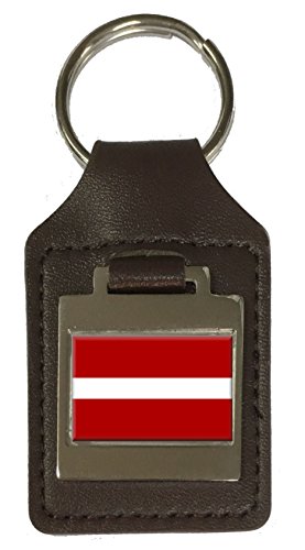 Porte-clés en cuir gravé drapeau Lettonie accessoire chic haut de gamme