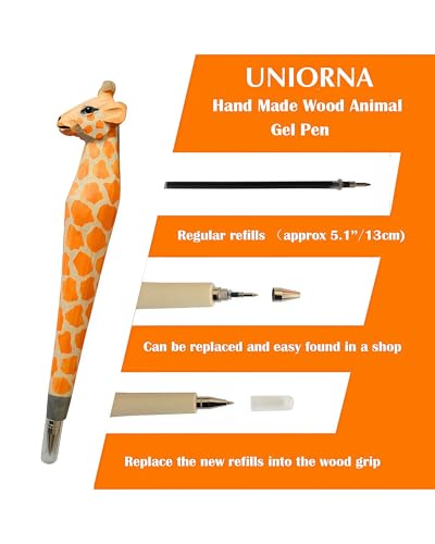 Bolígrafos de gel con forma de animal de madera 2 unidades miniatura 2