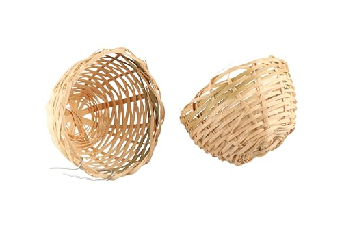 Image of 2pcs Bamboo Bird Nest Cage Handmade Bamboo Bird House Bird Rest Cave Cage for Small Parrot Budgie Parakeet Cockatiel Conure Lovebird Finch Canary