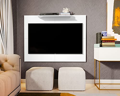Painel Paris Suporte Suspenso Para TV Até 50 Polegadas Quarto Ou Sala Com Prateleira (Branco)