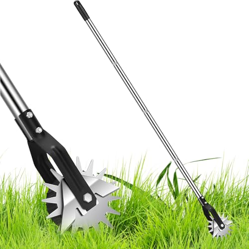 Lawn Edge Trimmer 68.9Inch, SGZIOO Sidewalk Manual Lawn Edger, Grass Edger Trimmer, Adjustable Height, for Sidewalks, Gardens, Driveways and Flower Bed Edging, Stainless Steel Handle, Cushion Grip