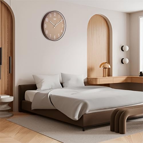 Image of Rikon RK 15 SW Round Circular Analog Wall Clock - Designer Beige with Silent Movement, Stylish & Modern for Home & Office (39.37 x 39.37 cm)