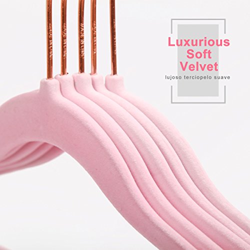 Mizgi Premium Kids Velvet Hangers (Pack Of 50) With Copper/Rose Gold Hooks,Space Saving Ultra Thin,Non Slip Baby Hangers For Children's Skirt Dress Pants,Clothes Hangers(Pink) #TOP3