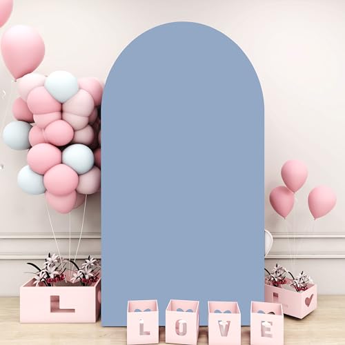 SOMUAUY Wedding Arch Cover Dusty Blue 6FT Arch Backdrop Cover Spandex Covers for Arch Wall Panels Chiara Backdrop Cover Baby Shower Balloon Party Decorations by SOMUAUY - Used condition - US$19.08