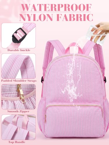 Cunno 15“ Kids Seersucker School Backpack, Pink Gingham Backpack for Girls by Cunno - Used condition - Image 8