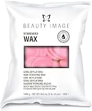 BEAUTY IMAGE Cera Depilatoria de Fácil Fusión con Cera de Abeja. Depilación Sin Bandas para Cuerpo, Axilas, Vello Facial, Cejas y Zonas Delicadas. Apto para Pieles Sensibles. Rosa Mosqueta [1 Kg]