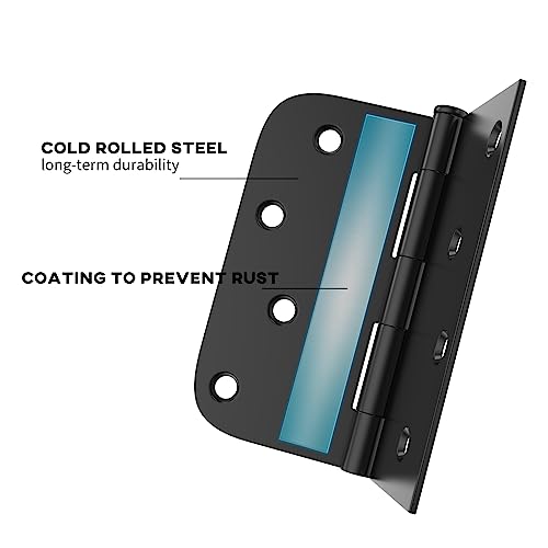 Goldenwarm HYXT2BK422-3@#PK 3 Pack 4In Black Door Hinges Interior Door Hinges Black Matte 4 X 4 Inch With Square & Round Corners thumb #2