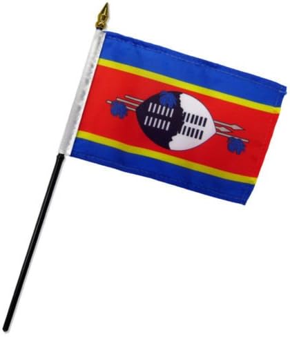 Wholesale Lot of 12 Swaziland 4''x6'' Desk Table Stick Flag - Party Decorations Supplies For Parades - Prime Outside, Garden, Men Cave Decor Flag