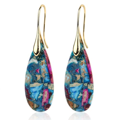 Boucles d'oreilles Femme CZ Pendantes, Boucles d'oreilles pendantes vintage, Boho Fantaisie Boucles d'Oreilles, plaquées or/Hypoallergéniques, pour femme