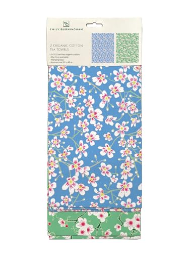 Image of Museums & Galleries Organic Cotton Tea Towels - Floral Designs by Emily Burningham - Set of 2 - Stylish Kitchen Home Accessory