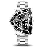 ILLIMITE Automatic Watches for Men Triangle Dial Watch Mechanical Self-Winding Japanese Miyota 8215 Movement Luminous Waterproof Stainless Steel Wrist Watches Triangular Shield