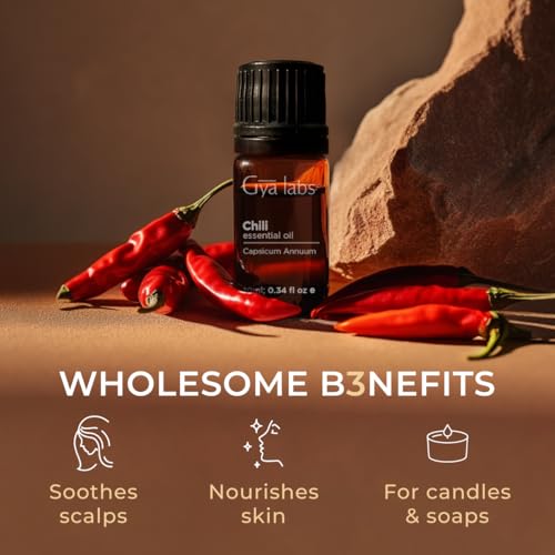 Image of 100% Pure Chili Essential Oil - 0.34 Fl Oz - Chili Oil for Hair, Skin, Diffuser, Aromatherapy & DIY Candle Making Scent