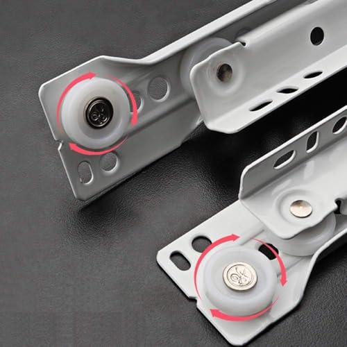 16 Inch Euro Slides, Pack of 2, for Face-Frame and Frameless Cabinets. 75lbs Capacity Cold Rolled Steel, Powder Coated. Choose Length by Drawer Box and not Cabinet Depth. Includes Brackets & Screws by COLLINETS - Used condition - Image 8