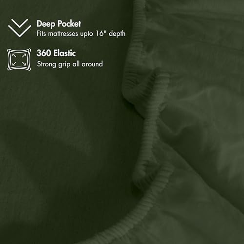 RUVANTI 100% Organic Cotton Flannel Sheets Queen Size Bed Set, Riffle Green by RUVANTI - Used condition - Image 6