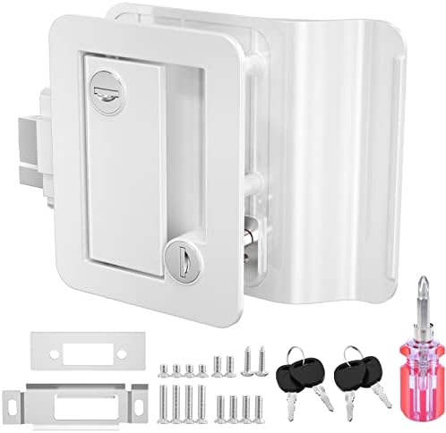 RISTOW Upgraded RV Door Locks for Travel Trailers with Paddle Deadbolt, Camper Door Latch Lock Replacement Kit for Trailer Door Camper Horse Trailer Cargo Hauler White
