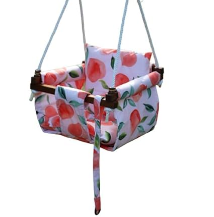 Nimit Hanging Swing Seat Chair Indoor and Outdoor Hammock Swing Kids Toys Swings 6-36 Months with Natural Wooden Ring Sports & Play Toys, Swing Sets for Backyard Cushion Safety Belt